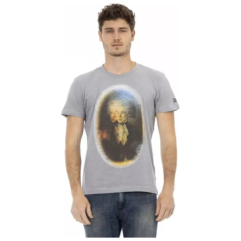 男士时尚灰色棉混纺 T 恤