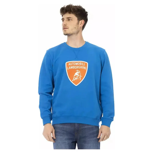 Automobili Lamborghini Blue Cotton Men Sweater Automobili Lamborghini Steel Blue