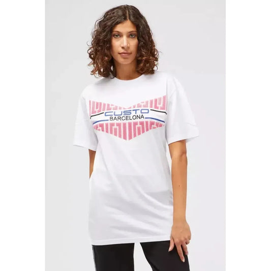 Custo Barcelona White Cotton Women T-Shirt CU-22183-S