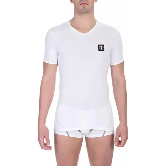 Bikkembergs White Cotton Men's T-Shirt Bikkembergs Lavender