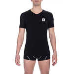 Bikkembergs Black Cotton Men V-Neck T-Shirt
