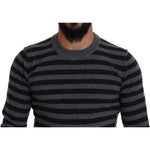 Dolce & Gabbana Black Gray Wool Logo Pullover Sweater