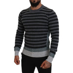 Dolce & Gabbana Black Gray Wool Logo Pullover Sweater