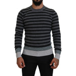 Dolce & Gabbana Black Gray Wool Logo Pullover Sweater