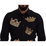 Dolce & Gabbana Black Gold Crown Slim Fit Dress Formal Shirt TSH83632- 37