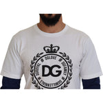 Dolce & Gabbana White Blue DG Crown Pullover Sweater