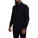 Dolce & Gabbana Black Gold Cotton Slim Fit Dress Mens Shirt TSH83637- 37