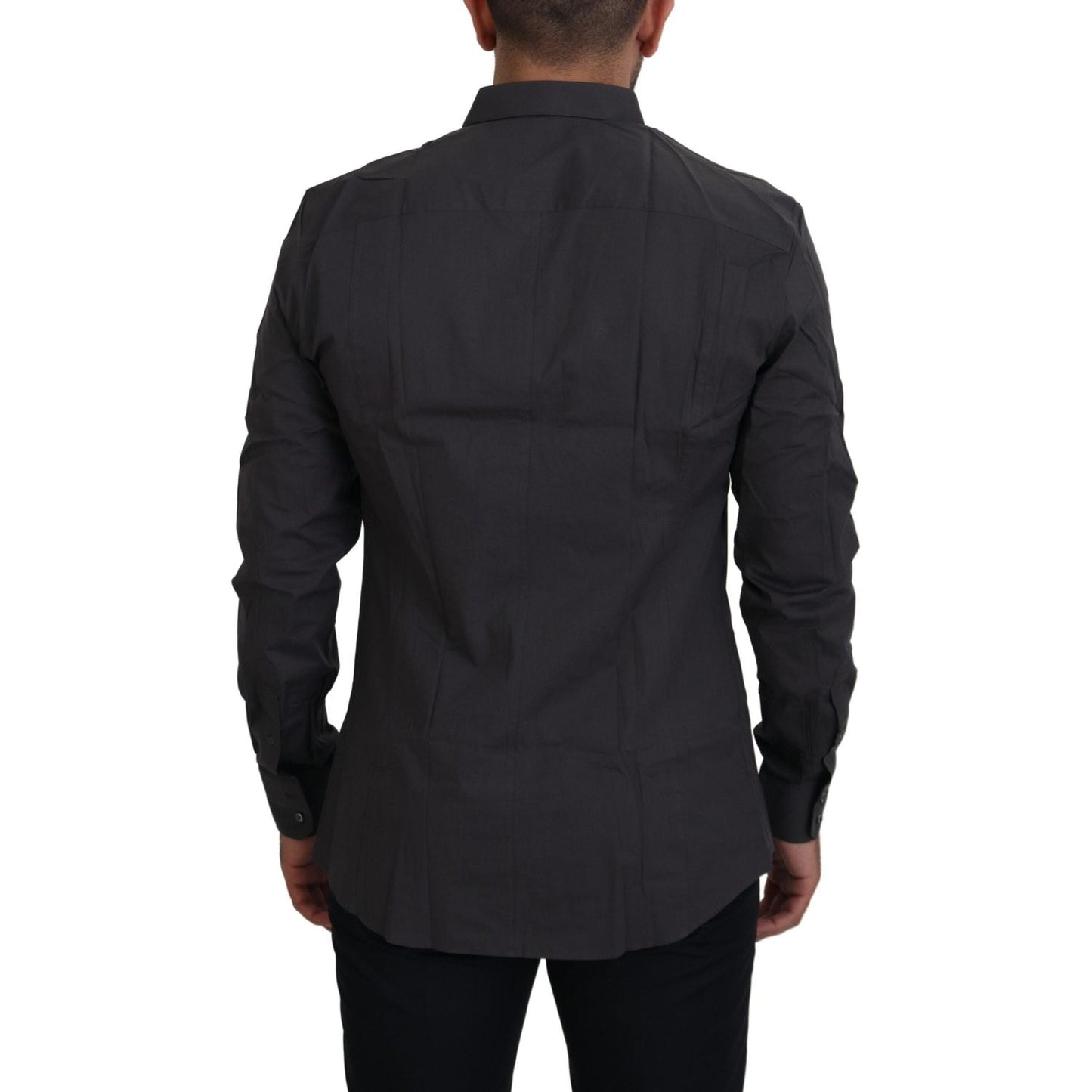 Dolce & Gabbana Gray SICILIA Slim Fit Stretch Dress Shirt TSH83638- 41