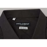 Dolce & Gabbana Gray SICILIA Slim Fit Stretch Dress Shirt TSH83638- 41
