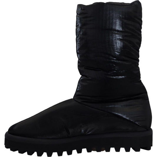 Dolce & Gabbana Elegant Mid-Calf Boots in Black Polyester Dolce & Gabbana Black