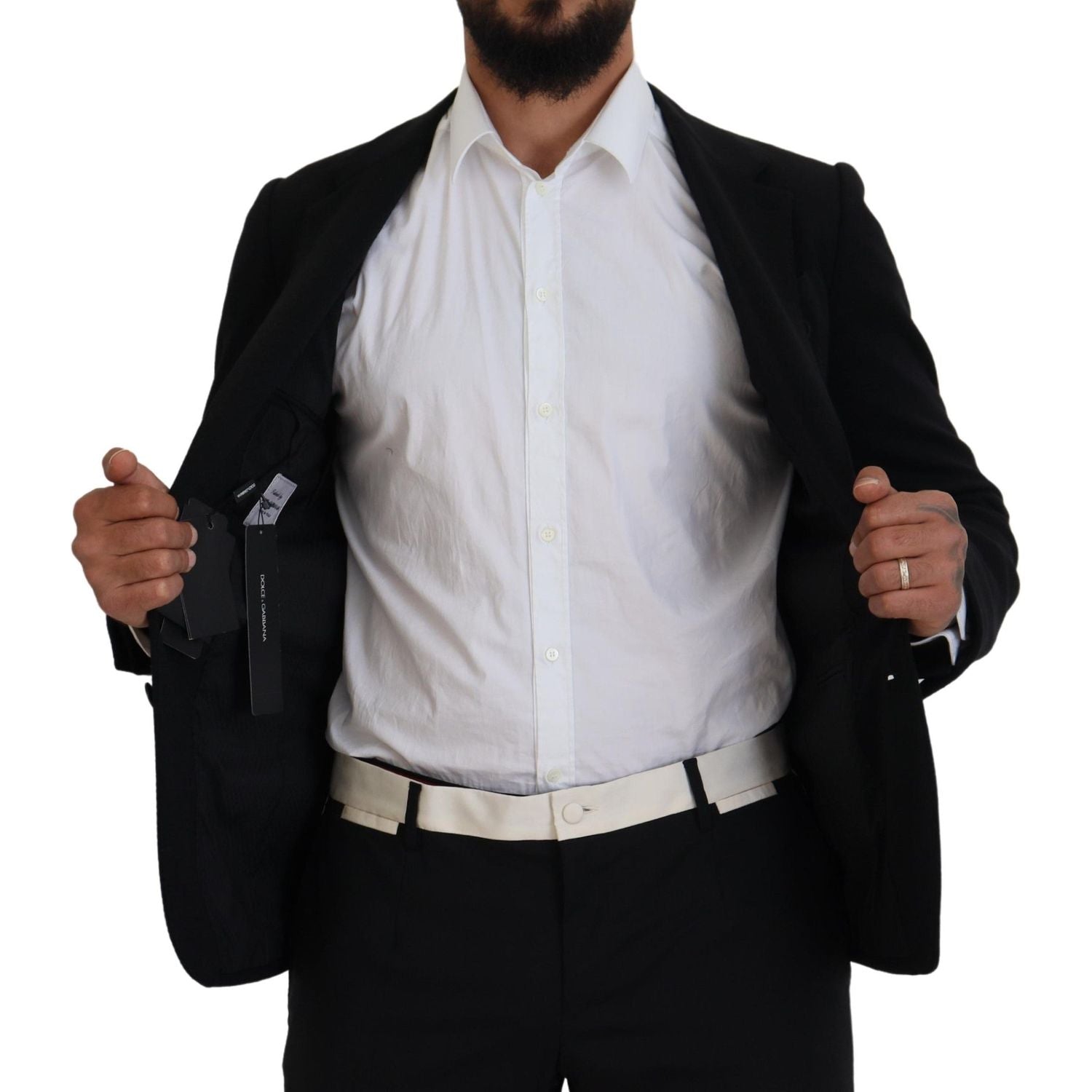 优雅单排扣黑色羊毛西装外套