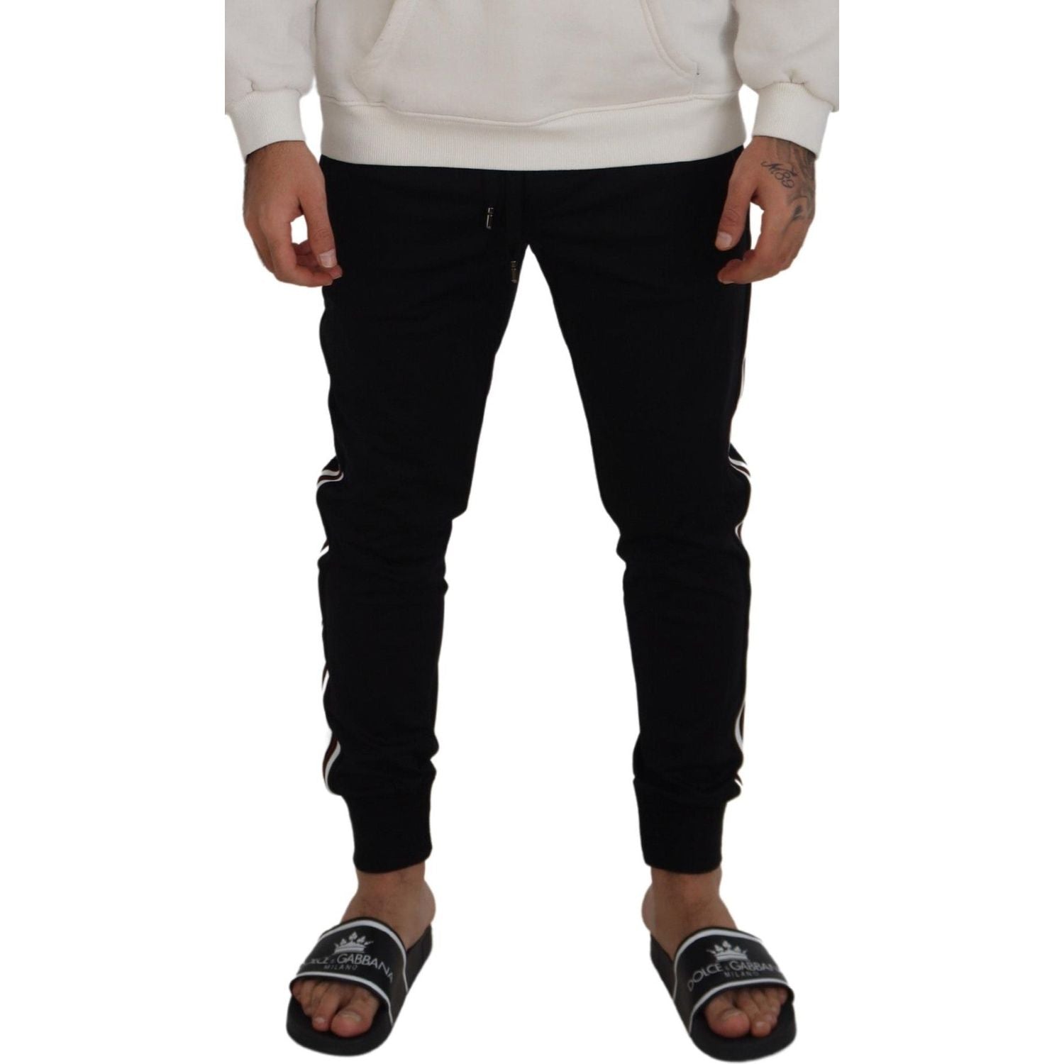 时尚黑色棉质设计师长裤