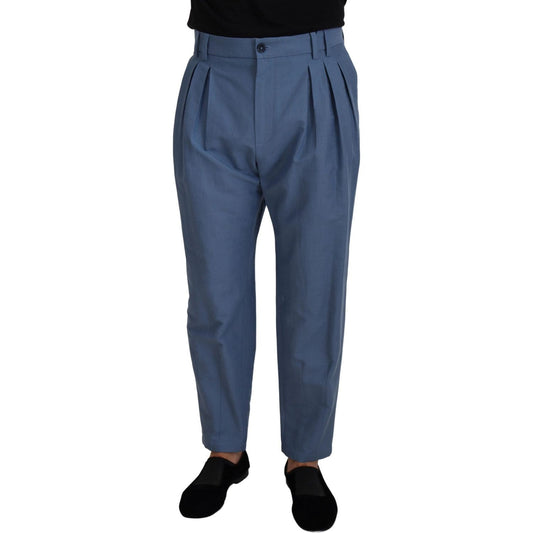 Dolce & Gabbana Elegant Blue Linen-Cotton Pants Dolce & Gabbana Dark Slate Gray