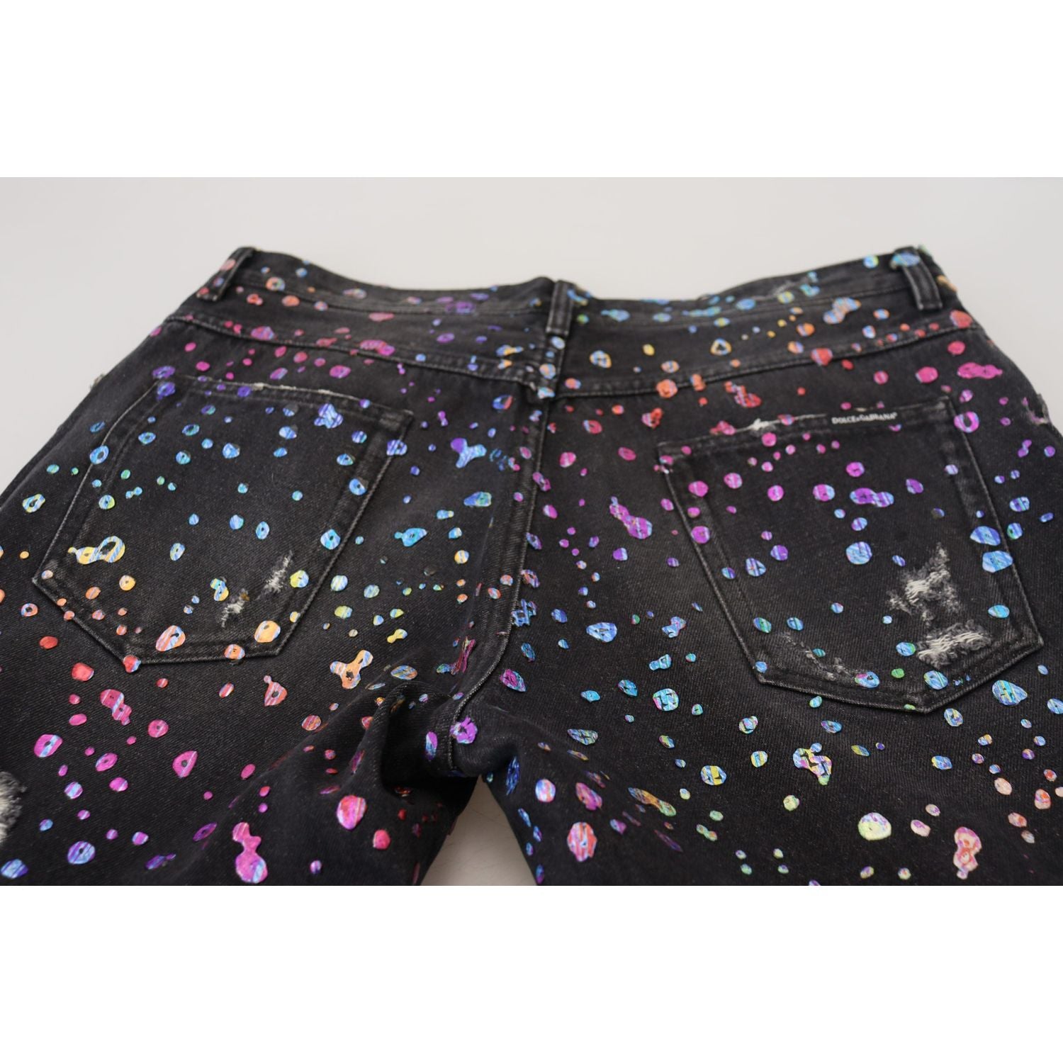 优雅多色印花牛仔裤