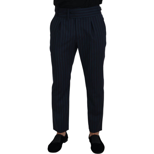 Dolce & Gabbana Elegant Stripe Virgin Wool Trousers Dolce & Gabbana Black