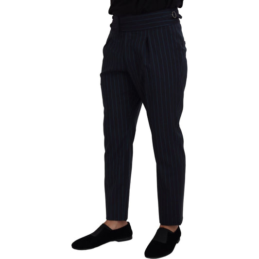 Dolce & Gabbana Elegant Stripe Virgin Wool Trousers Dolce & Gabbana Black