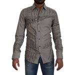 Dolce & Gabbana Gray Printed Cotton Slim Dress GOLD Shirt TSH7975 - 37