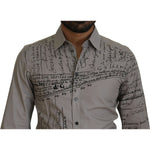 Dolce & Gabbana Gray Printed Cotton Slim Dress GOLD Shirt TSH7975 - 37