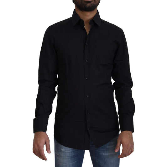 Dolce & Gabbana Chic Black Cotton Dress Shirt Dolce & Gabbana Black