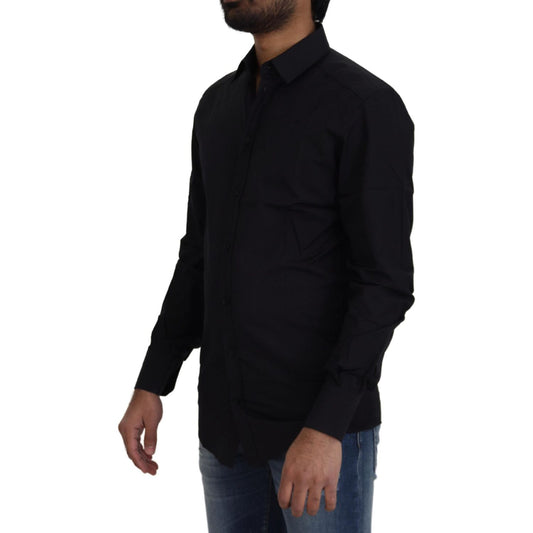 Dolce & Gabbana Chic Black Cotton Dress Shirt Dolce & Gabbana Black
