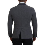 Dolce & Gabbana Gray Wool Roses Slim Fit Jacket Blazer KOS2111- 44