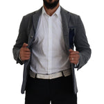 Dolce & Gabbana Gray Wool Roses Slim Fit Jacket Blazer KOS2111- 44