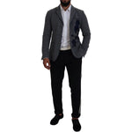 Dolce & Gabbana Gray Wool Roses Slim Fit Jacket Blazer KOS2111- 44
