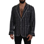 Dolce & Gabbana Blue Striped Silk Pajama Shirt Jacket TSH83577- IT4
