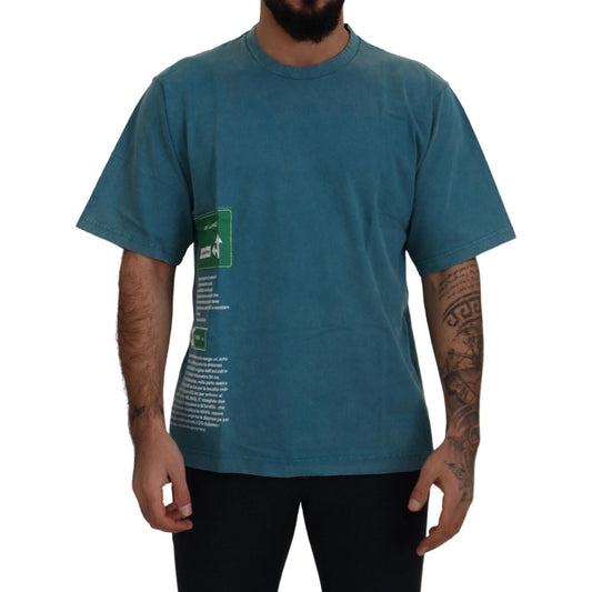 Dolce & Gabbana Elegant Crew Neck Cotton Tee in Blue Dolce & Gabbana Dark Slate Gray