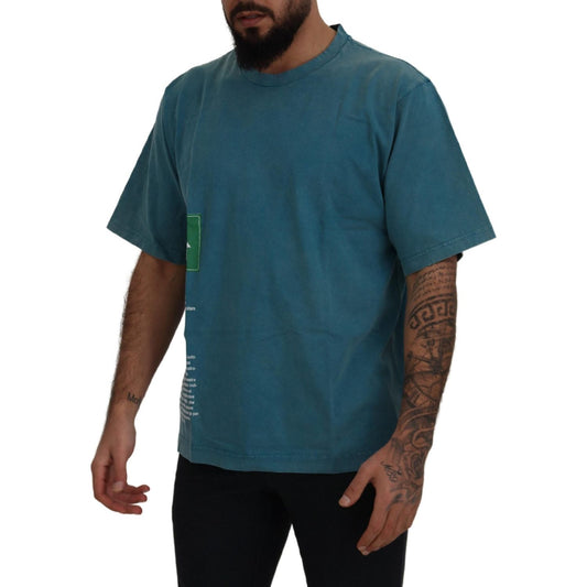 Dolce & Gabbana Elegant Crew Neck Cotton Tee in Blue Dolce & Gabbana Dark Slate Gray
