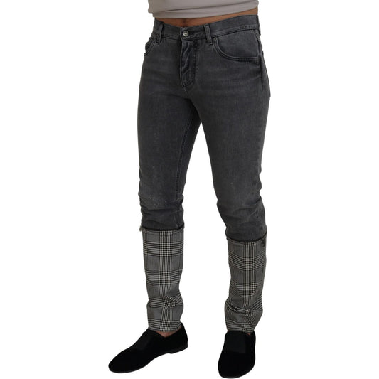 Dolce & Gabbana Elegant Grey Checkered Denim Treasure Dolce & Gabbana Dark Slate Gray