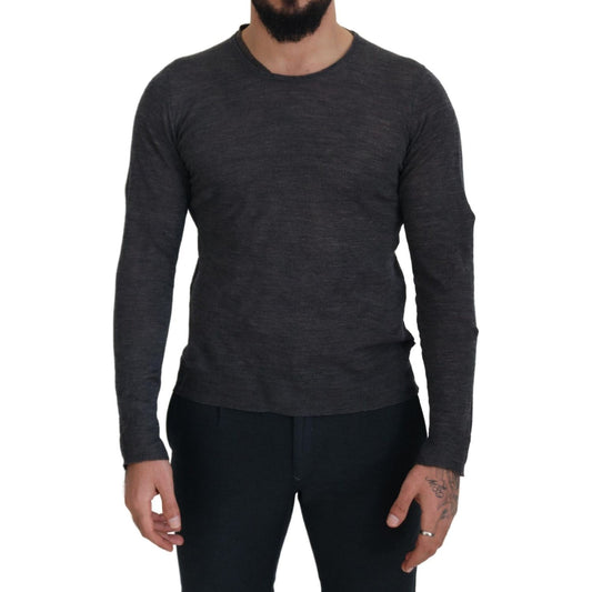 Costume National Sleek Gray Crewneck Pullover Sweater Costume National Dark Slate Gray