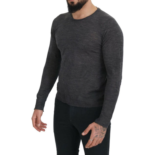Costume National Sleek Gray Crewneck Pullover Sweater Costume National Dark Slate Gray