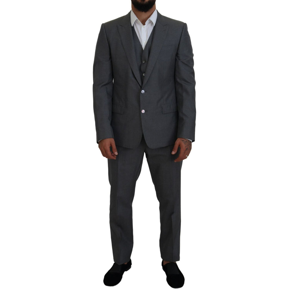 Dolce & Gabbana Gray MARTINI 3 Piece Slim Fit Suit KOS2164- 52