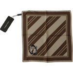 Dolce & Gabbana Brown Stripes DG Logo Square Mens Handkerchief Scarf MS6275