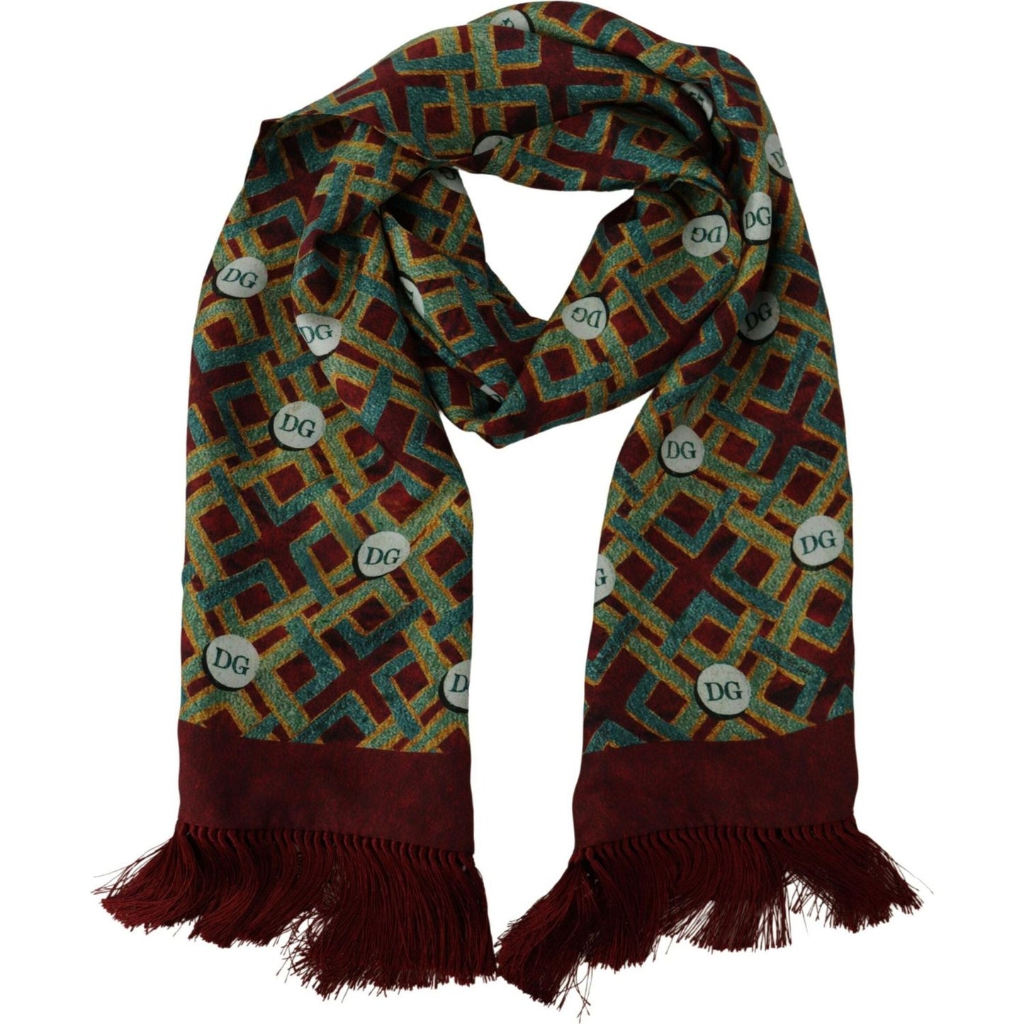 Dolce & Gabbana Multicolor DG Logo Shawl Warm Neck Wrap Fringe Scarf MS6297