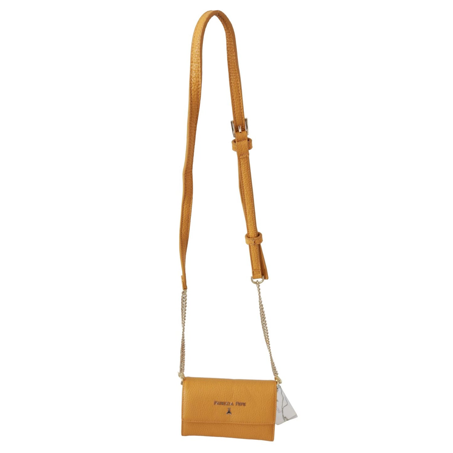Patrizia Pepe Yellow Logo Leather Shoulder Strap Sling Bag