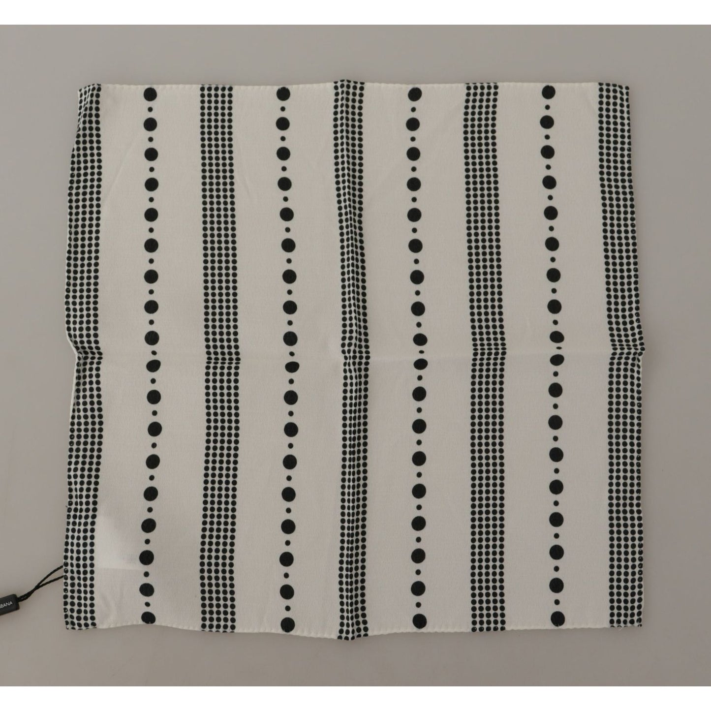 Dolce & Gabbana White Dotted Stripes Square Handkerchief Viscose Scarf MS6350