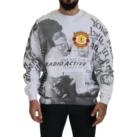MSGM Elegant White Crewneck Cotton Sweater MSGM Gray