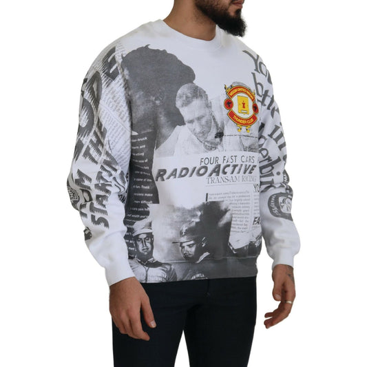 MSGM Elegant White Crewneck Cotton Sweater MSGM Gray