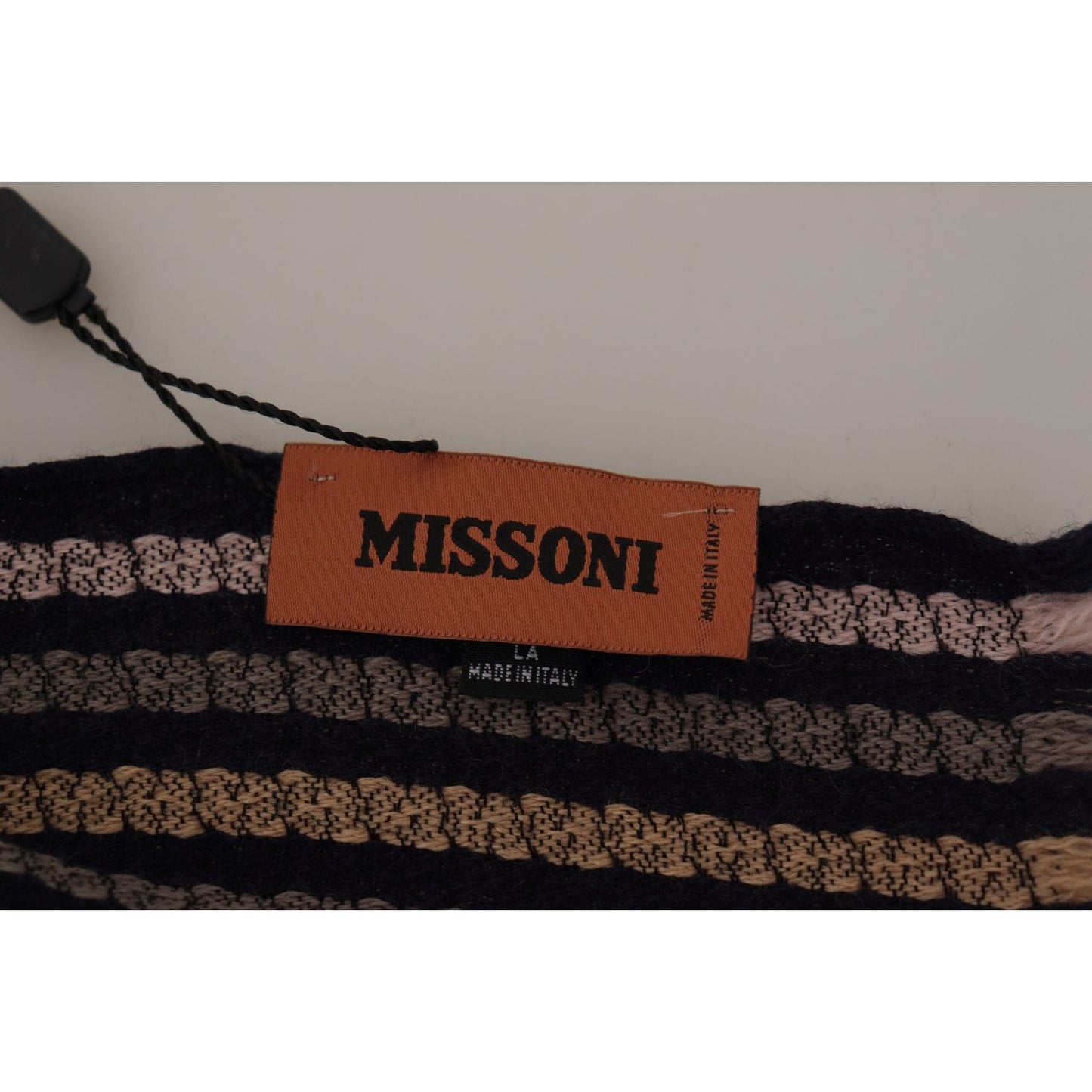 Missoni Multicolor Stripes Wool Knit Fringe Shawl Scarf