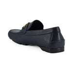 Versace Elegant Navy Blue Calf Leather Loafers 8056204198014