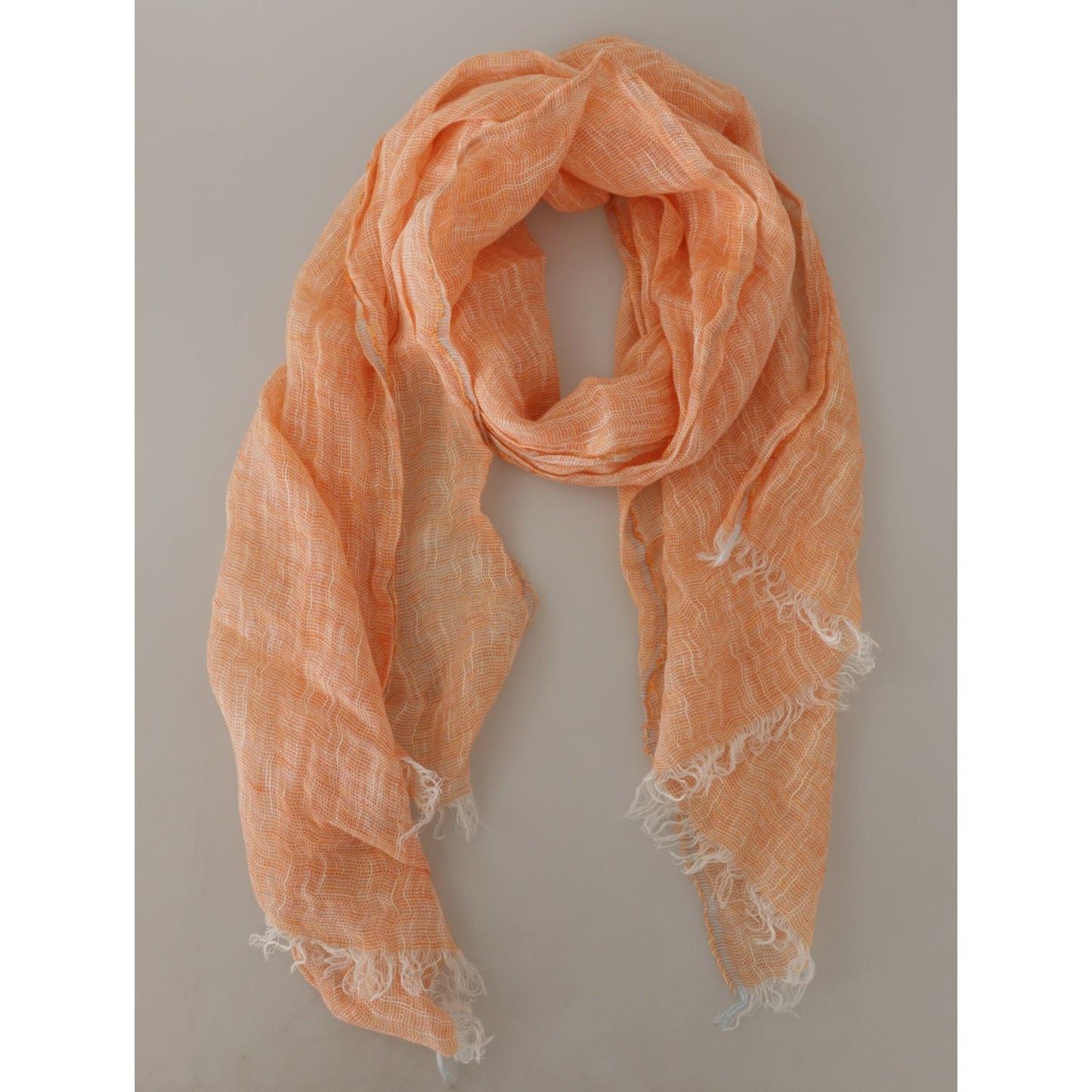 Malo Peach Linen Knitted Shawl Wrap Fringes Scarf Malo