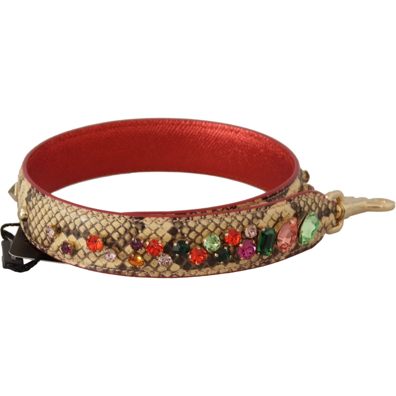 حزام حقيبة دولتشي آند غابانا الأنيق المصنوع من جلد الثعبان باللون البيج