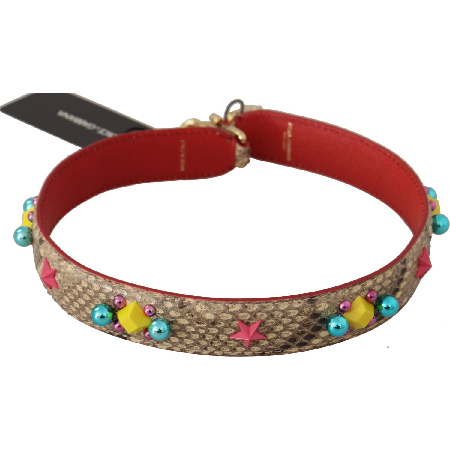 精致的米色蟒蛇皮包带