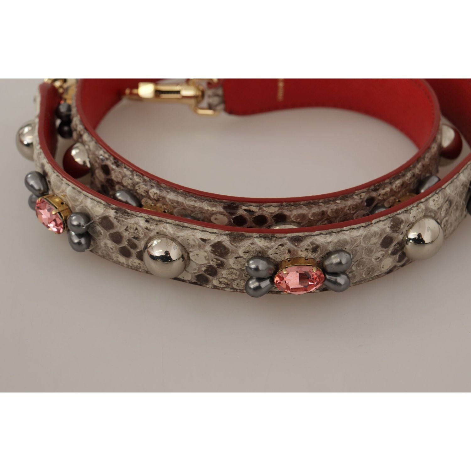 حزام حقيبة دولتشي آند غابانا الفاخر المصنوع من جلد الثعبان باللون البيج