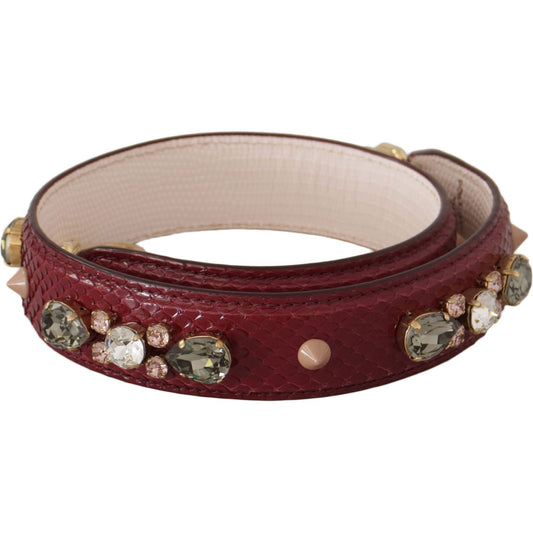 Dolce & Gabbana Bordeaux Leather Crystals Bag Shoulder Strap