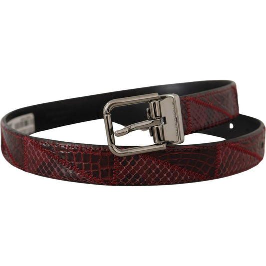 Dolce & Gabbana Red Exotic Leather Metal Logo Buckle Belt BEL8403 - 75