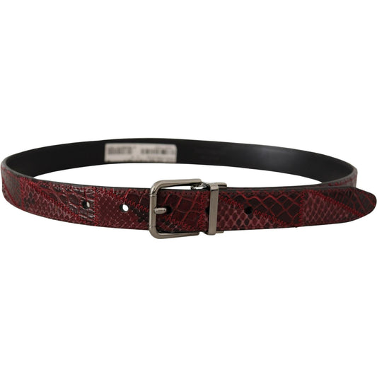 Dolce & Gabbana Red Exotic Leather Metal Logo Buckle Belt BEL8403 - 75