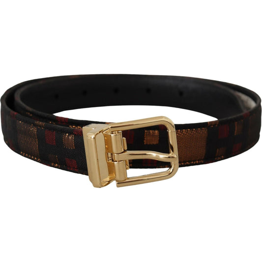 Dolce & Gabbana Multicolor Leather Jacquard Gold Metal Buckle Belt BEL8411 - 75